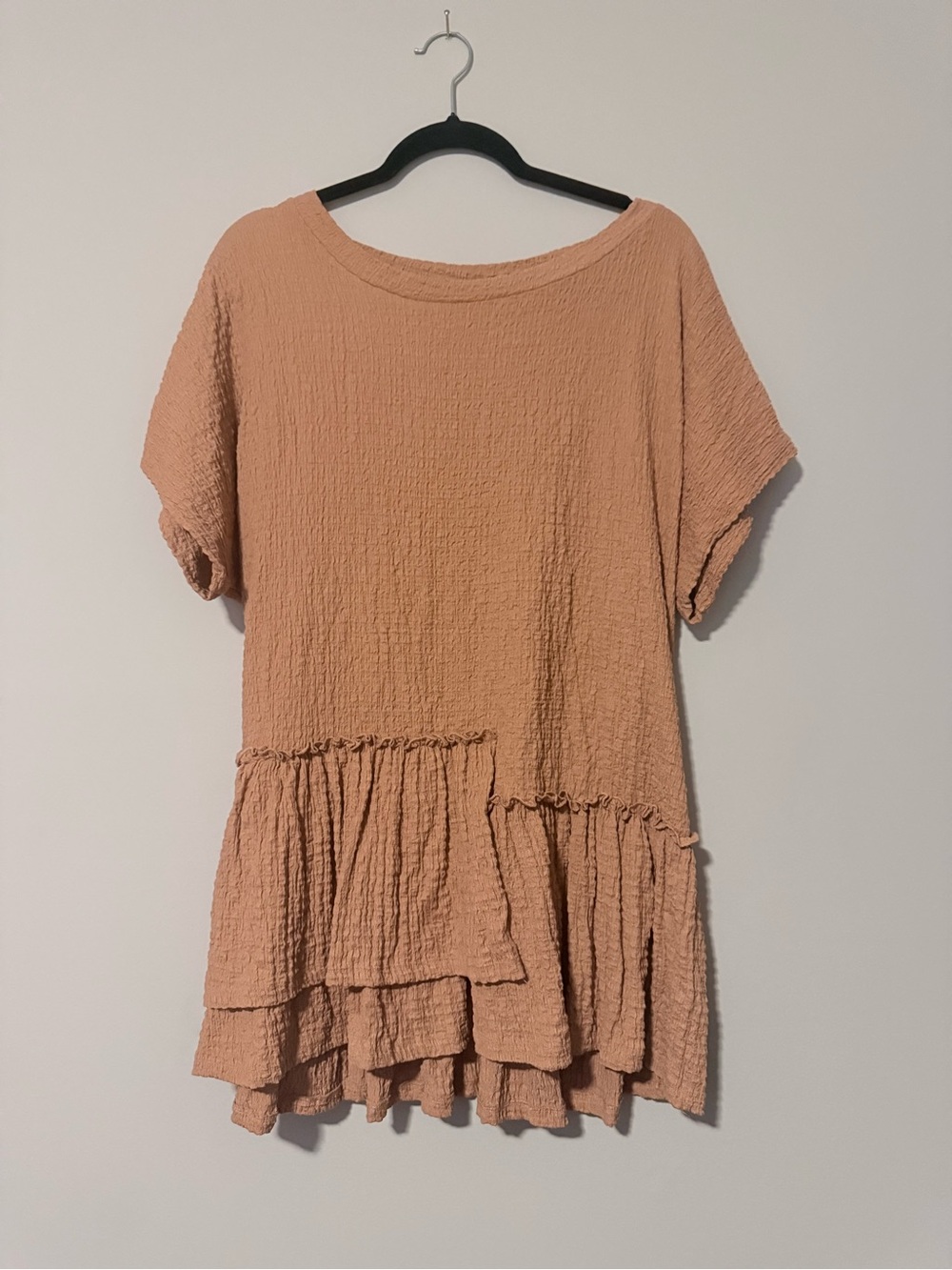 Free People FP Beach Gauze Peplum Tunic Top XS Blush Pink Boho (nude)